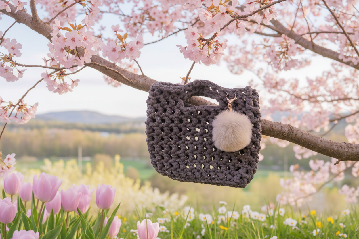 Skifer - Heklet veske i mørk grå