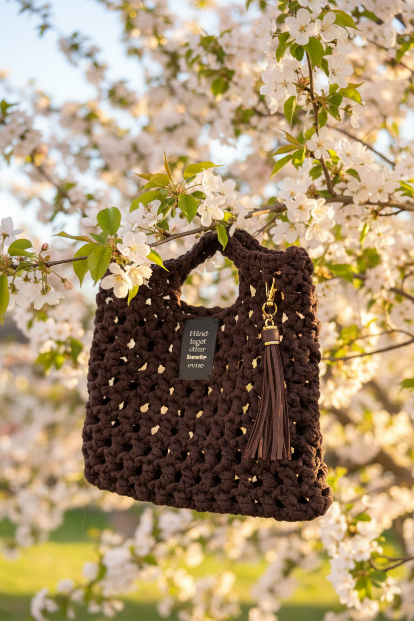Sjokolade - Heklet veske i varm brun