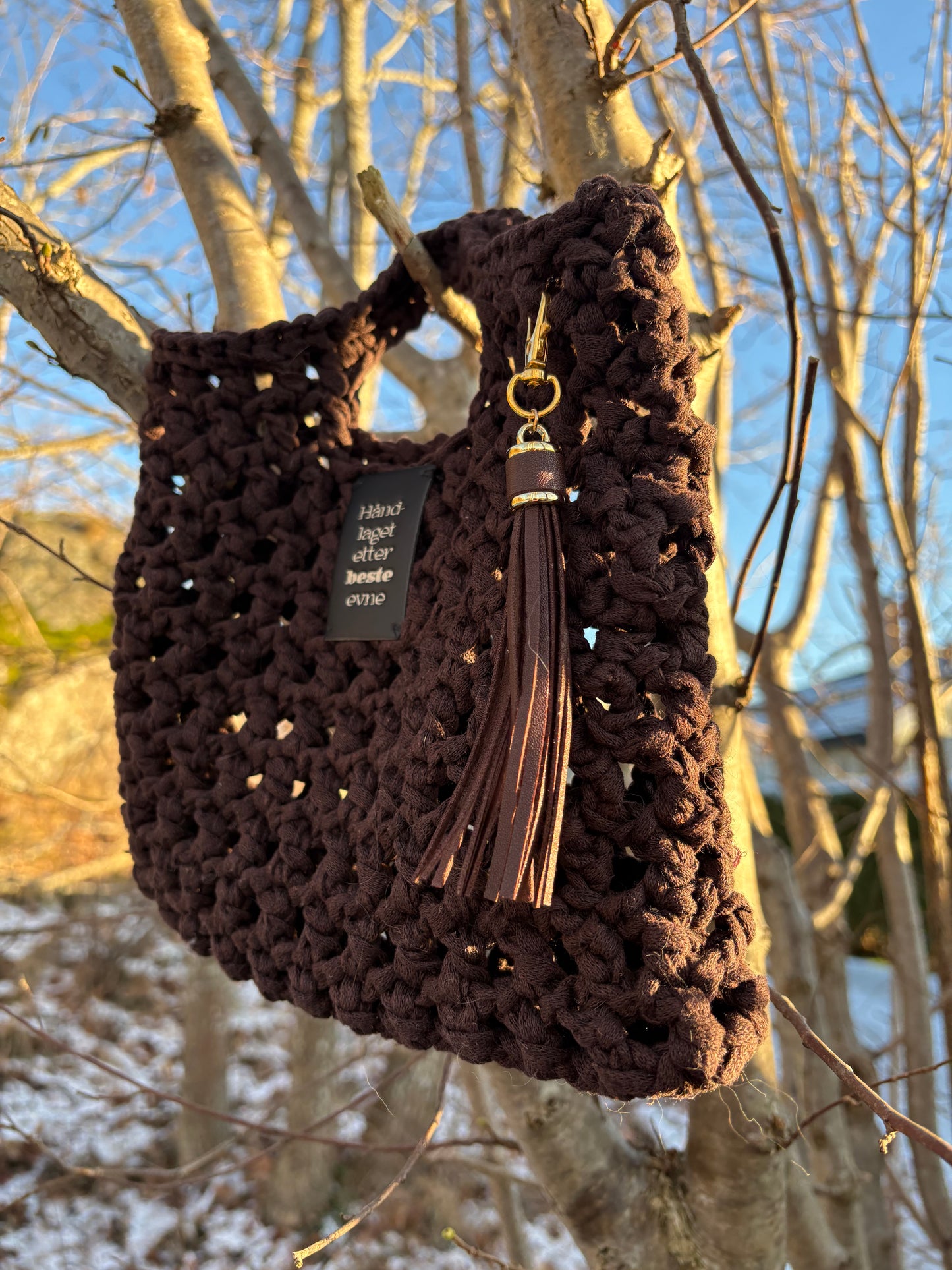 Sjokolade - Heklet veske i varm brun