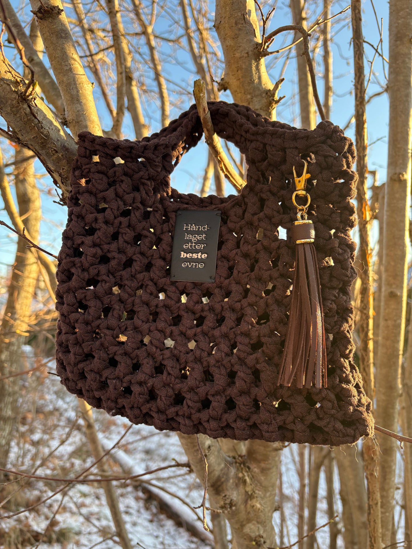 Sjokolade - Heklet veske i varm brun