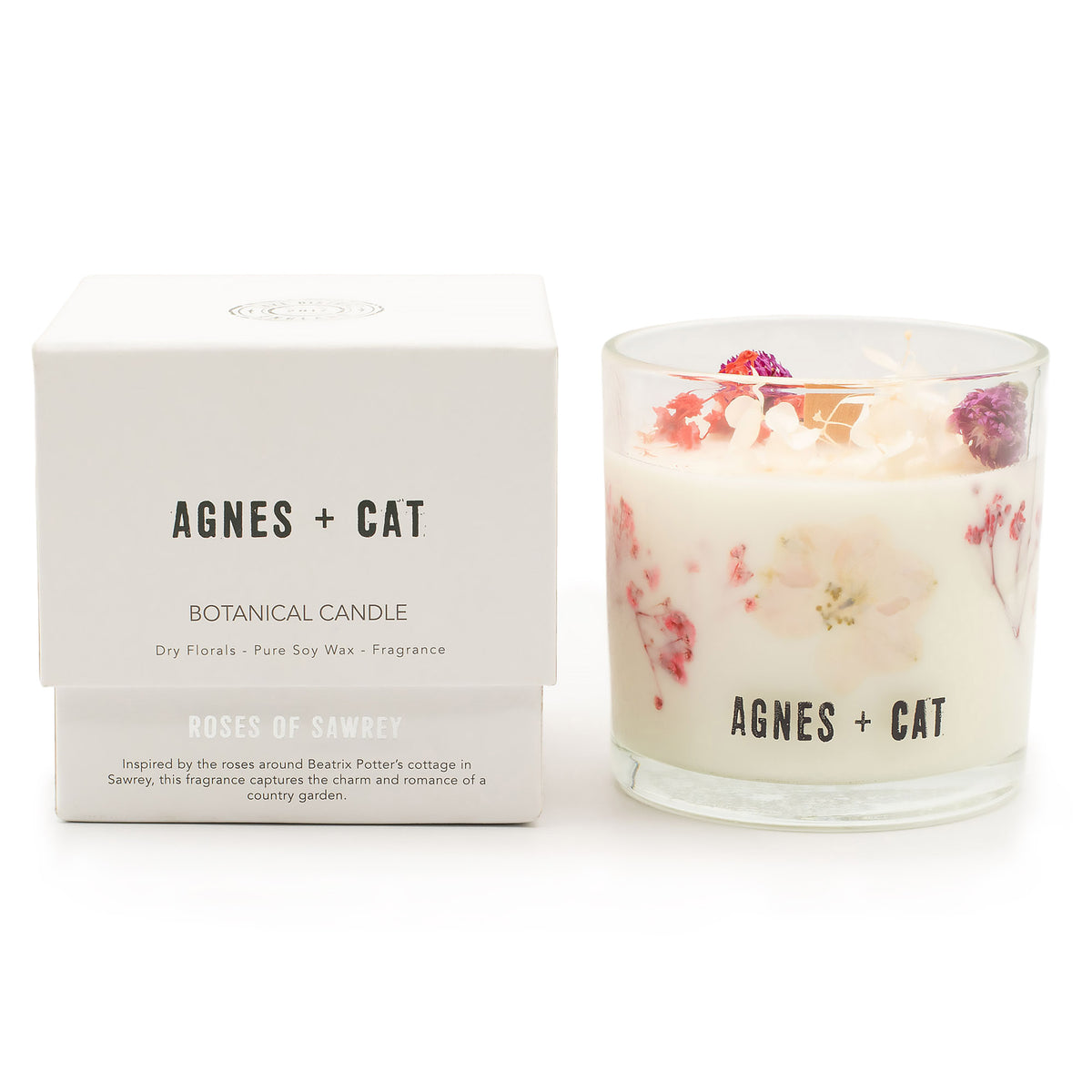 Agnes + Cat botanisk soyalys – Roses of Sawrey – lys og gaveeske