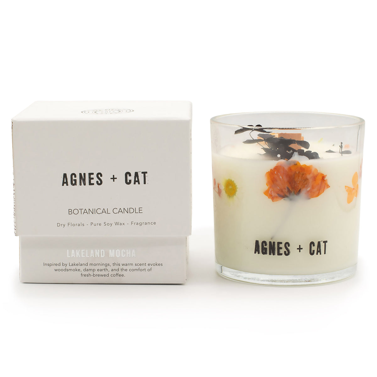 Agnes + Cat botanisk soyalys – Lakeland Mocha – lys og gaveeske