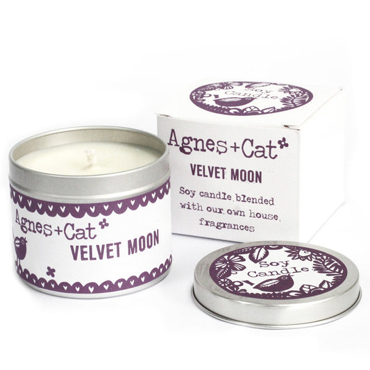 Agnes + Cat duftlys i boks – Velvet Moon