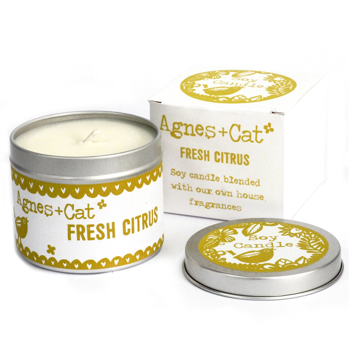 Agnes + Cat duftlys i boks – Fresh Citrus
