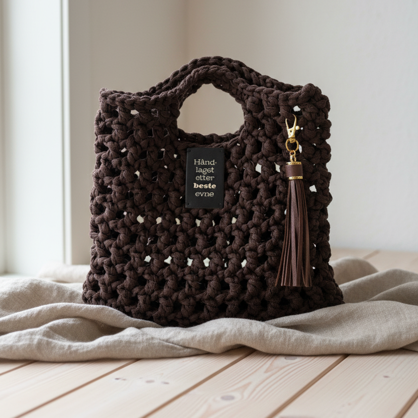 Sjokolade - Heklet veske i varm brun