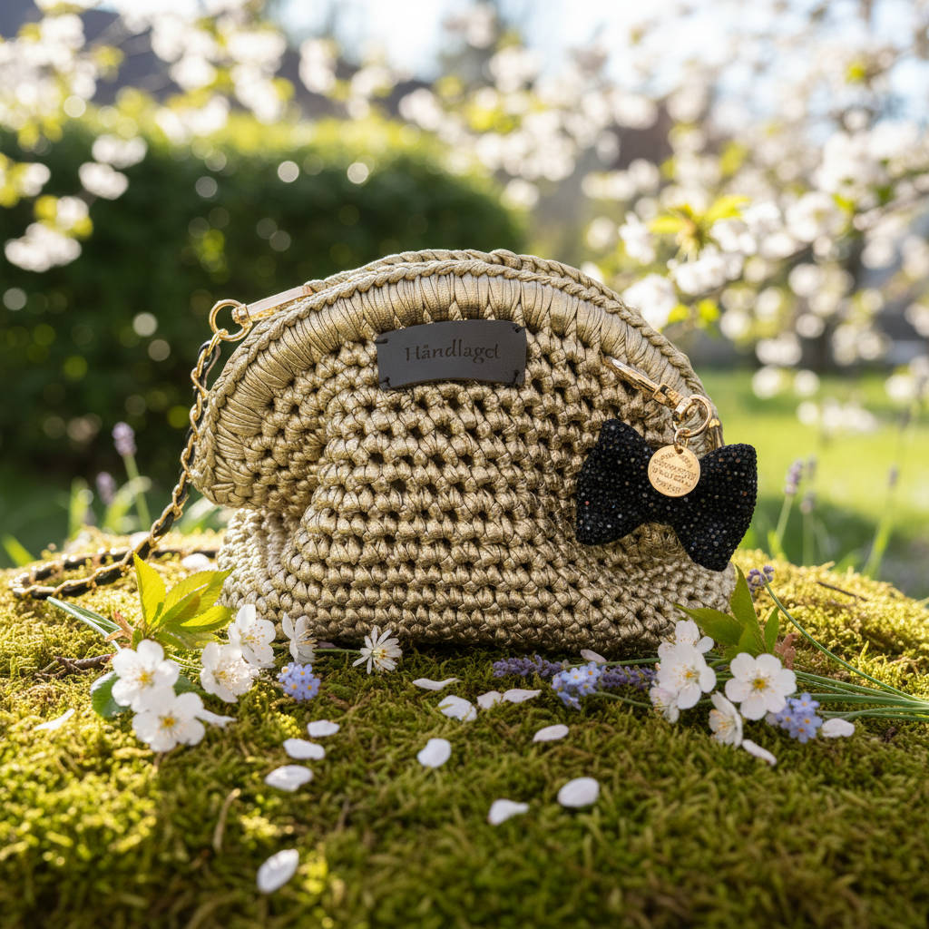 Golden clutch  - Heklet veske i champagne-gull