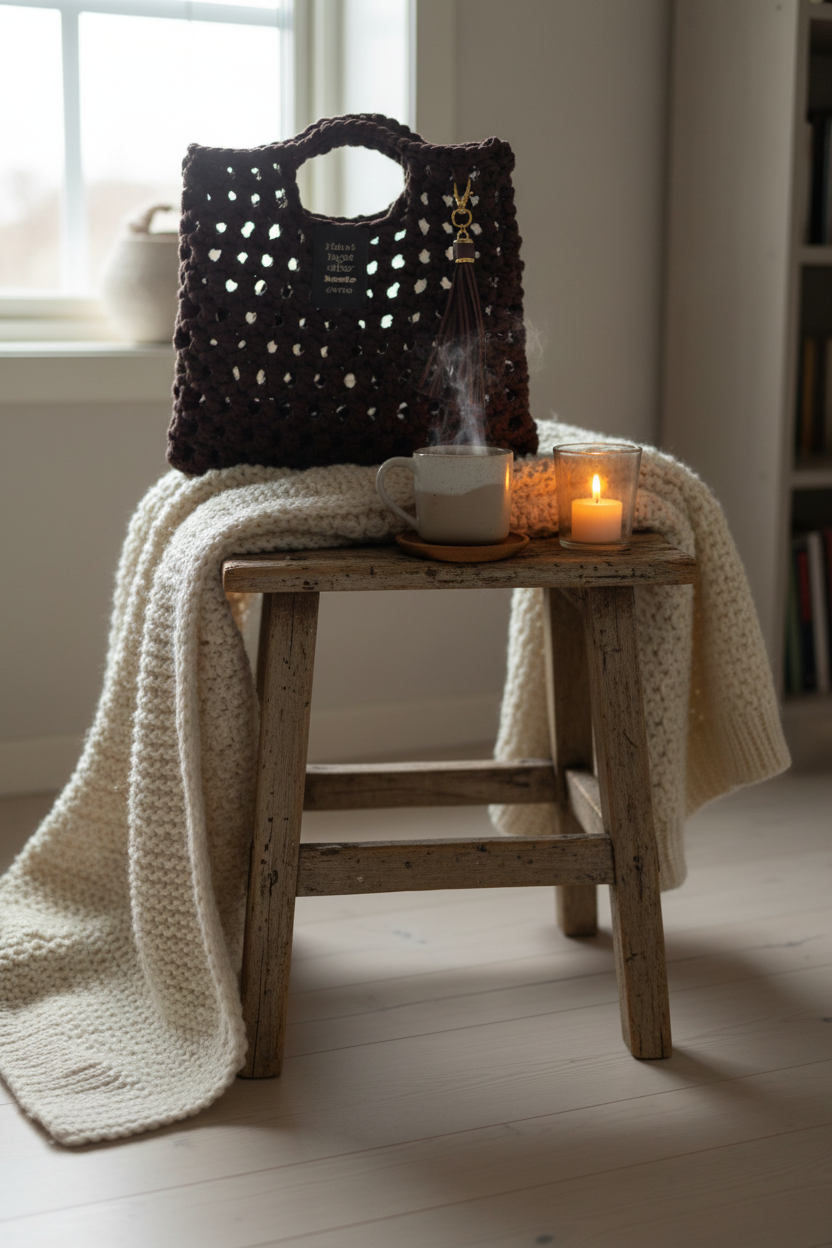 Sjokolade - Heklet veske i varm brun