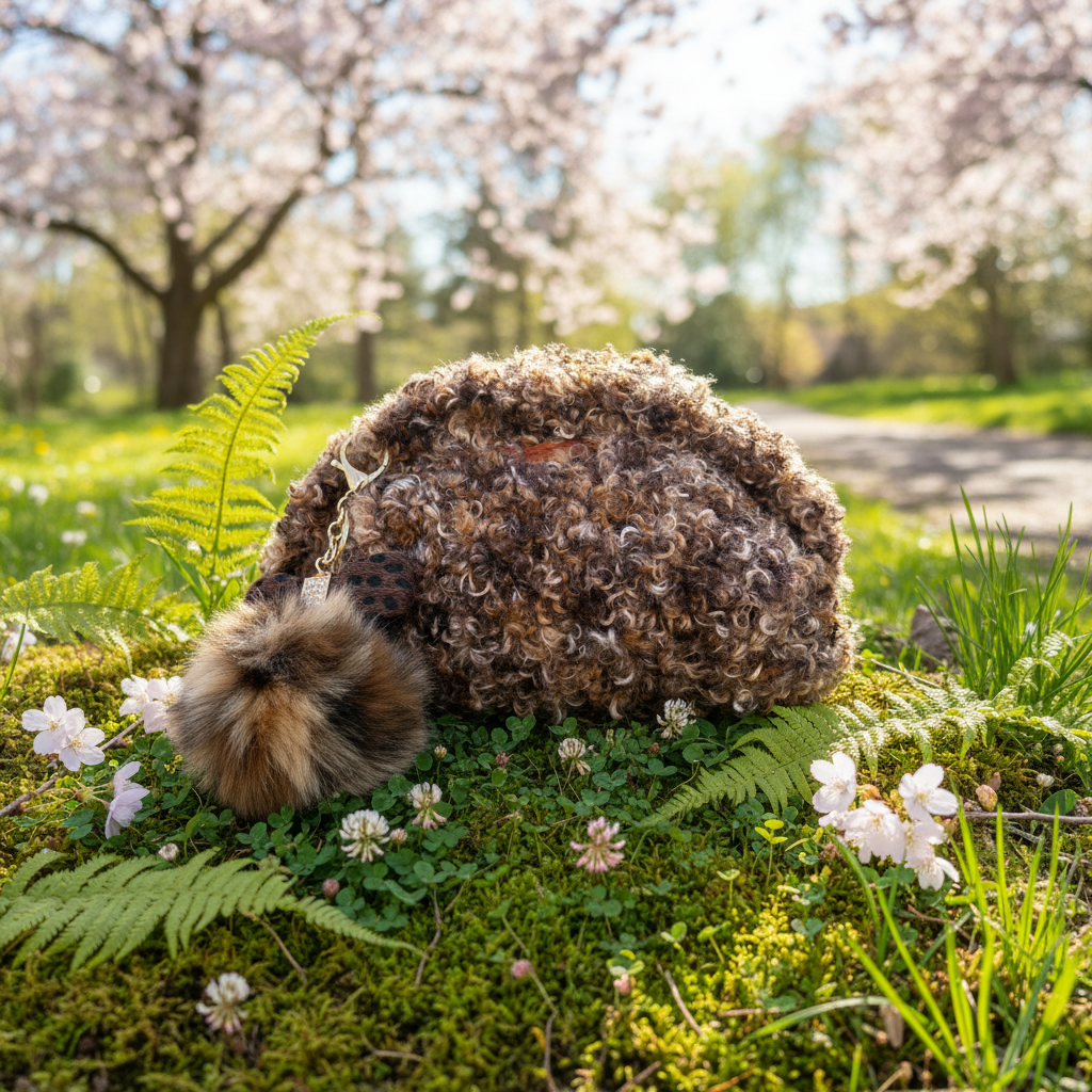 Brun krøllete clutch med pels-dusk - brownie curls